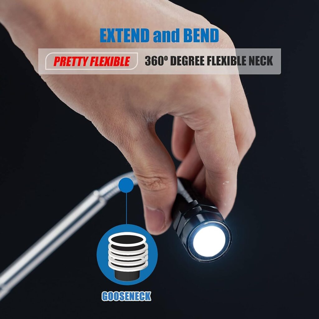 Extendable Magnetic Flashlight with Telescoping Magnet Pickup Tool-Cool Gadgets Gifts Idea Birthday Gifts For Men, Husband, Dad, Mechanic, Tech, Him